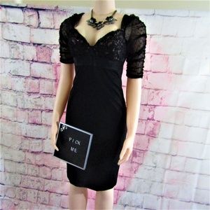 Carmen Marc Valvo Lace Cocktail Black Dress 4